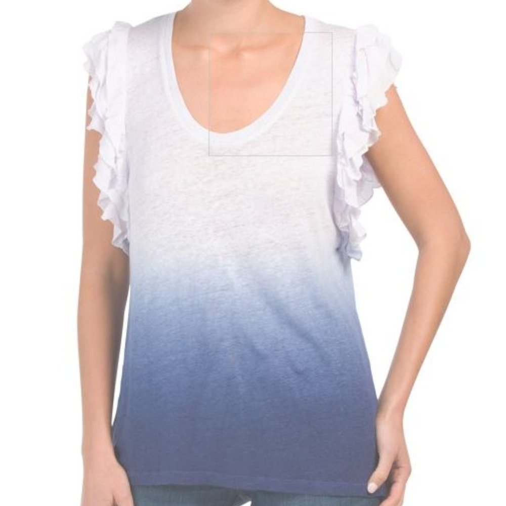 On the Road Ombre Eagle Ruffled Sleeve Top NWOT